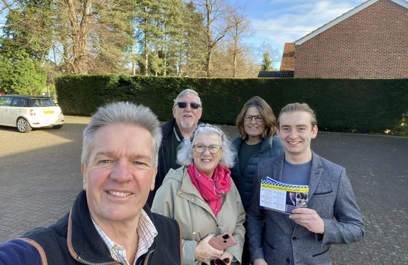 Cllr Peter Schwier and activists in Gosfield