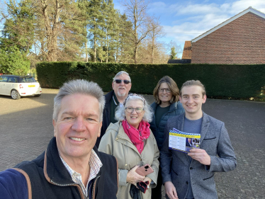 Cllr Peter Schwier and activists in Gosfield